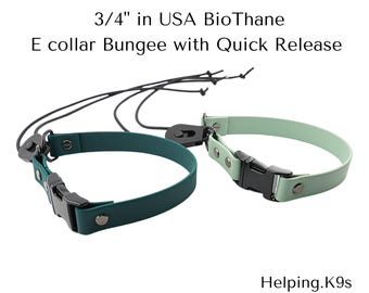 Waterproof BioThane E-Collar 3/4" in: Bungee Design, Quick Release, Fits Dogtra/Garmin