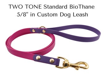 Two-Tone 5/8" in BioThane Dog Leash: Waterproof, Custom Length, Handmade