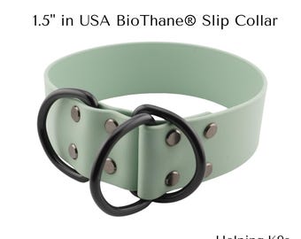 Waterproof BioThane Dog Slip Collar 1.5" in: Custom Two-Tone Design, Brass Hardware