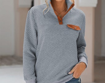 monogrammed quilted pullover tunic
