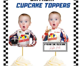 Editable Cupcake Toppers | Talladega Nights 1st Birthday | ONEDER Party Favor | Printable | Canva Template