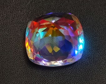 Mystic topaz Shape Cushion Rainbow Flash Fire Stone 59Carat Size 24×24×19 Use For Pendent Necklace Rings Jewelry Silversmith
