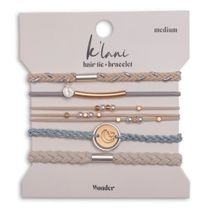 The Best Hair-tie Bracelets! Our WONDER set includes 5 bracelets in Light, calming neutrals. Pull your hair up in style with these bracelets