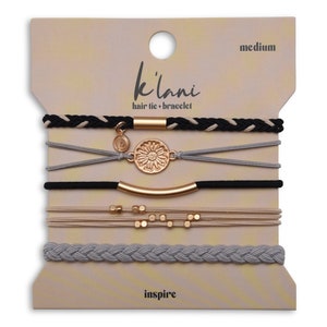 The Best Hair-tie Bracelets! Our INSPIRE set includes 5 bracelets in everyday neutrals.  Great on your wrist and in your hair