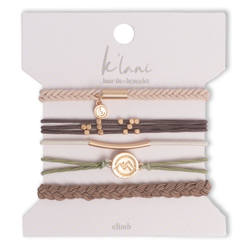 The Best Hair-tie Bracelets Our CLIMB set includes 5 bracelets in beautiful summery neutrals, that also double as the best hair tie image 2