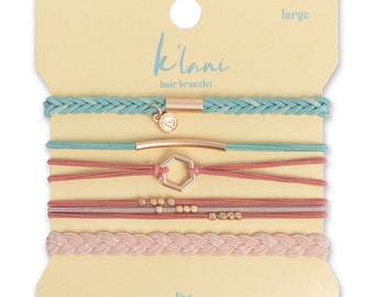 The Best Hair-tie Bracelets! This LIVE set includes 5 bracelets in vibrant beach vibe colors. Pull your hair back in style with a bracelet.