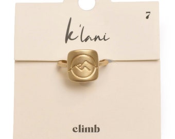Climb Ring- Beautiful square ring with mountains stamped.  Size 7