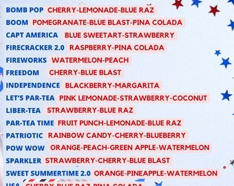 Patriotic Themed Loaded Tea 15 Pack: Sugar Free,  Flavored Green Tea Mix