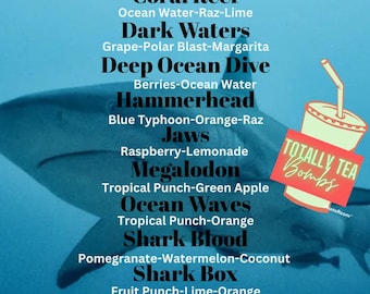 Shark Themed Loaded Tea 10 Pack: Sugar Free,  Flavored Green Tea Mix