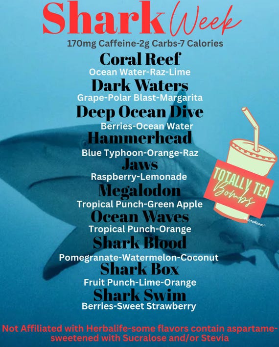 Shark Themed Loaded Tea 10 Pack: Sugar Free, Flavored Green Tea Mix - Etsy Shark Themed Loaded Tea 10 Pack: Sugar Free, Flavored Green Tea Mix - Etsy