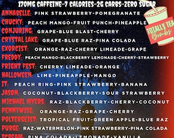 Loaded Tea 15 Pack Horror Movie Themed Sugar Free 170mg Caffeine Low Calorie