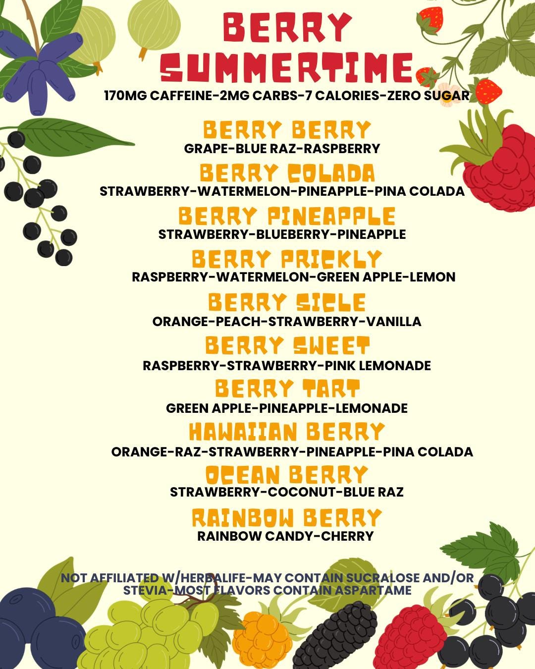 BERRY SUMMERTIME Themed 10 Pack of Flavored Loaded Tea Mixes-mega Tea ...