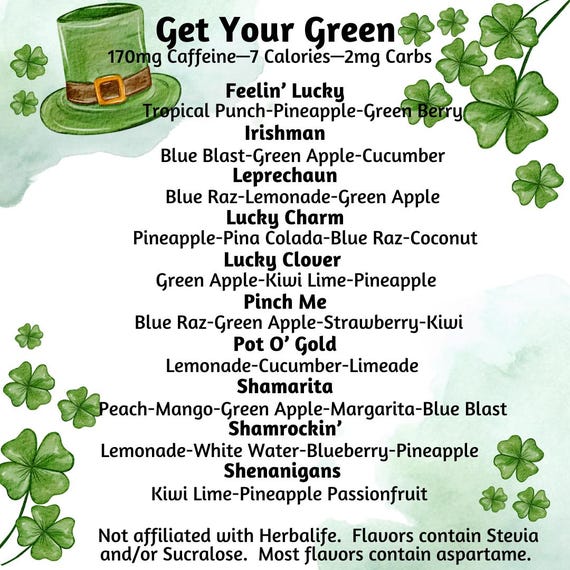 St. Patrick's Themed Loaded Tea 10 Pack: Sugar Free, Flavored Green Tea Mix  - Etsy
