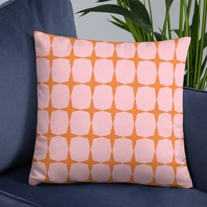 Pink Patterned Accent Pillow Peach Floral Orange and Pink Pillow Throw Pillows Chair Pillow Sofa Pillow