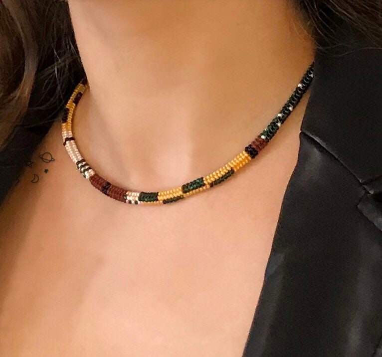 Summer Rope Necklace Bright Statement Neckalace Handmade Necklace ...