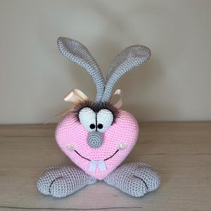Adorable heart  rabbit Doll,Crochet Doll , Handmade Stuffed Toy, Baby shower gift, Birthday Gifts kids, heart shape doll, valentine gifts