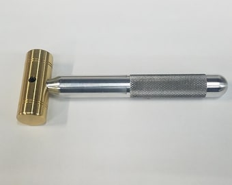 4 OZ. Small Brass Hammer Knurled 5/8" Aluminum Handle  * Excellent Grip Made in The USA
