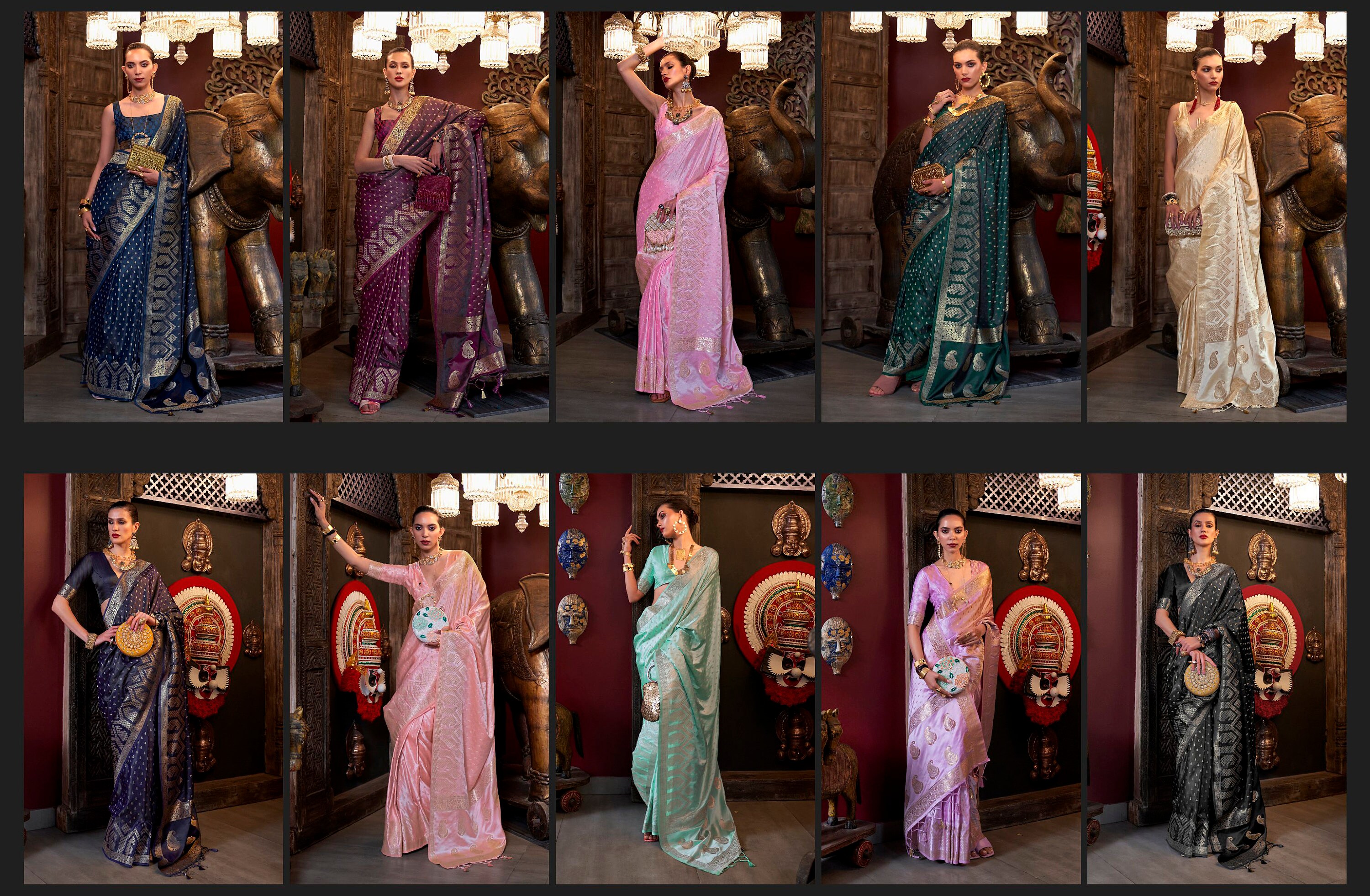 Elegant Blue Pure Satin Silk Designer Saree
