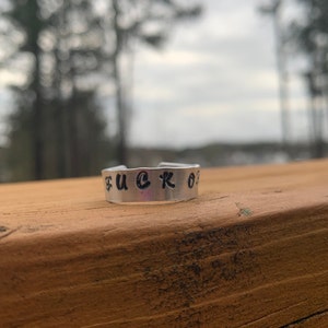 F Off Metal Stamped Ring