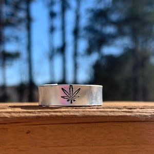 Hemp Leaf Metal Stamped Ring