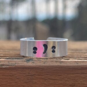 Happy Frowny Metal Stamped Ring