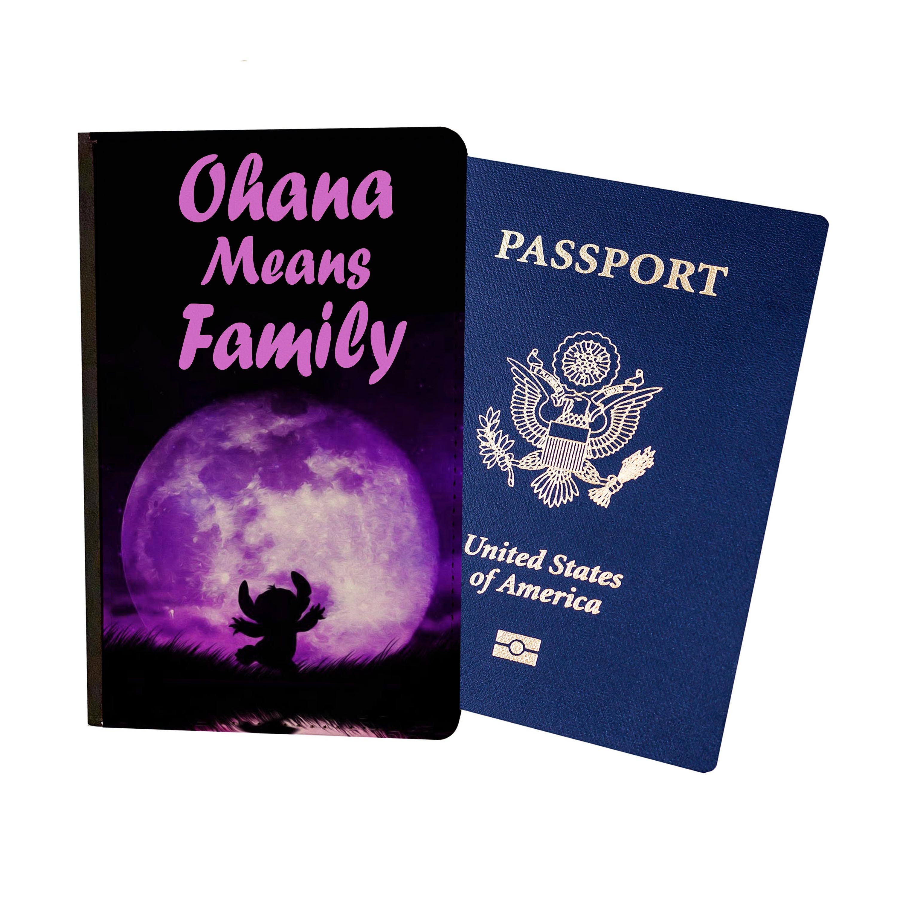 Discover Ohana Means Family Moon Stitch Quote Disney Passport Cover