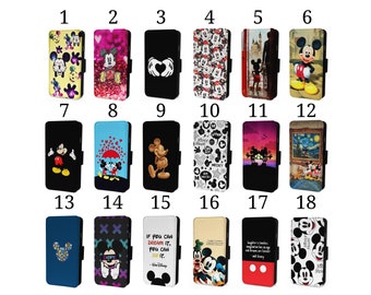 Wallet Phone Case for Samsung S9 S10 S20 S21 S22 S23 Plus Ultra Note - Flip Cover - Mickey Mouse Laughter Quote Hands Pattern Art