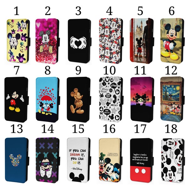 Wallet Phone Case for Samsung S9 S10 S20 S21 S22 S23 Plus Ultra Note - Flip Cover - Mickey Mouse Laughter Quote Hands Pattern Art