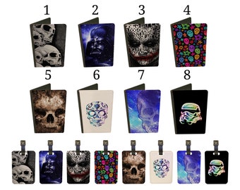 Passport Cover and Luggage Tag Travel Holiday Suitcase Accessory (Various Designs) - Art Skulls Candy Trooper Mexican Cosmic Gothic