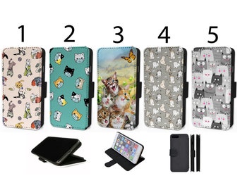 Wallet Phone Case for Samsung S9 S10 S20 S21 S22 S23 Plus Ultra Note - Flip Cover - Cute Cats and Kitten Patterns