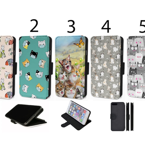 Wallet Phone Case for Samsung S9 S10 S20 S21 S22 S23 Plus Ultra Note - Flip Cover - Cute Cats and Kitten Patterns