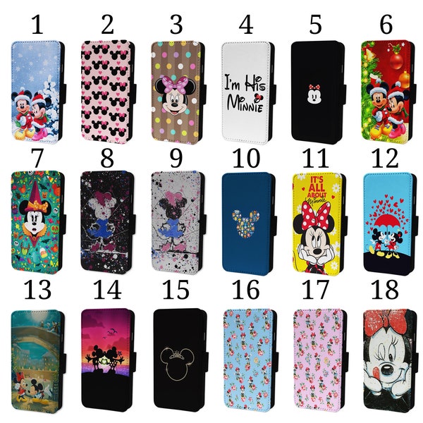 Wallet Phone Case for Samsung S9 S10 S20 S21 S22 S23 Plus Ultra Note - Flip Cover - Minnie Mouse Patterns & Art Polka Dot