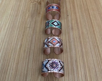 Copper Cuff Ring, Handmade Copper Jewelry, Copper Resizable Ring Art, Handcrafted Adjustable Ring, Free Gift Box, Free Delivery