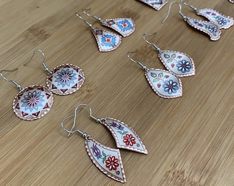 Copper Earrings, Copper Jewelry, Handmade Copper Earrings, Handcrafted Authentic Jewelry, Dangling Earrings, Free Gift Box, Free Delivery