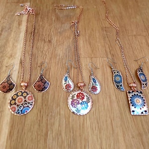 Copper Necklace and Earrings Set, Handmade Copper Jewelry, Handcrafted Authentic Jewelry, Dangling Earrings, Free Gift Box, Free Delivery