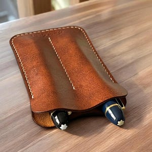 Estojo de couro para caneta, porta-canetas de couro, capa de couro para caneta, bolsa de couro para caneta, estojo para caneta-tinteiro, presente para ele, presente para ela,