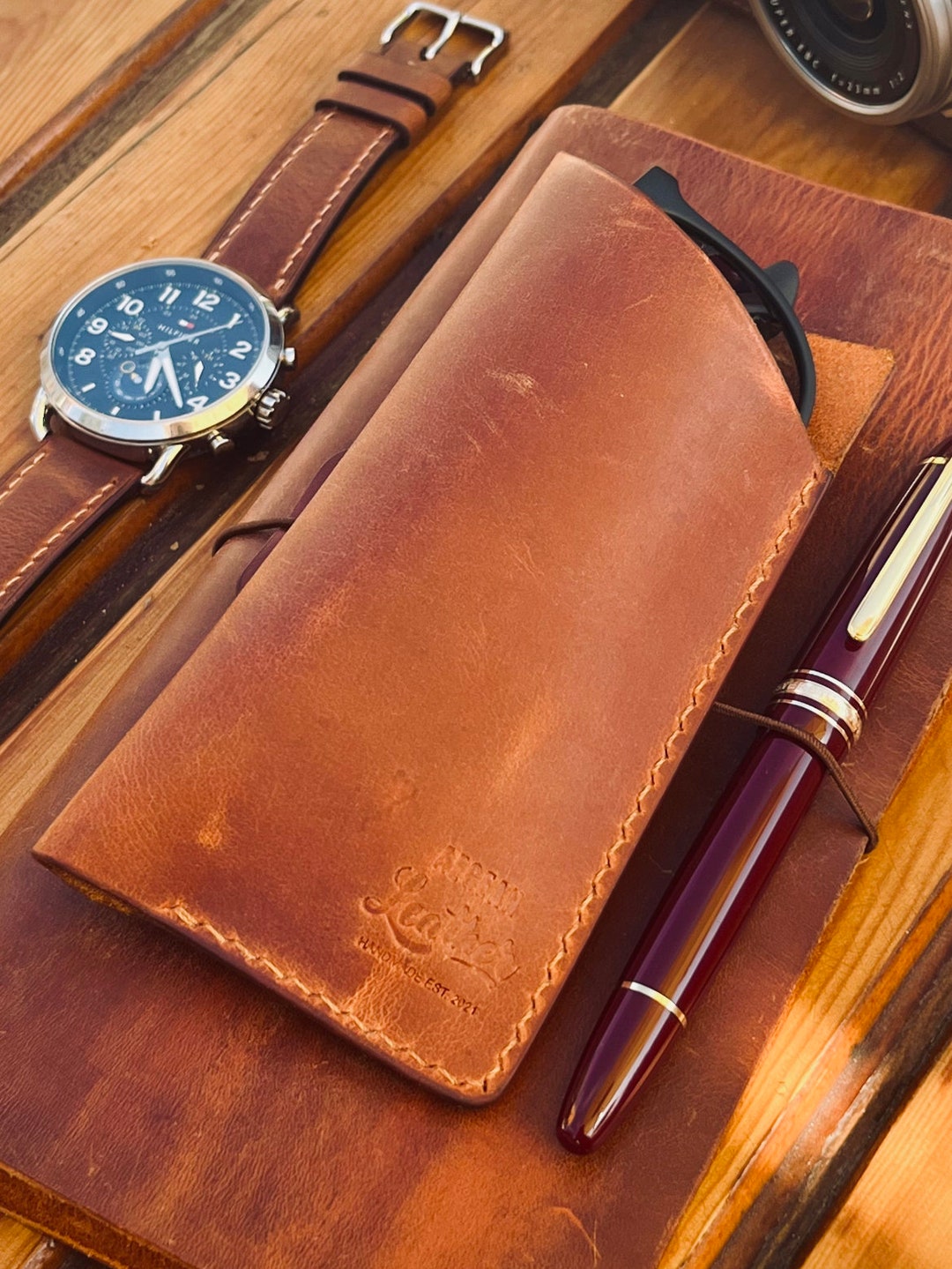 Leather Glasses Case, Vintage Glasses Case, Brown Glasses Case Etsy