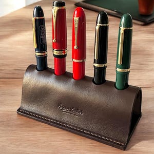 Dark Brown Leather Pen Holder, Leather Fountainpen Holder, Leather Fountain Pen Holder,