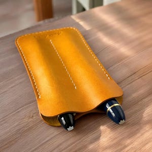 Estojo de couro para caneta, porta-canetas de couro, capa de couro para caneta, bolsa de couro para caneta, estojo para caneta-tinteiro, presente para ele, presente para ela,