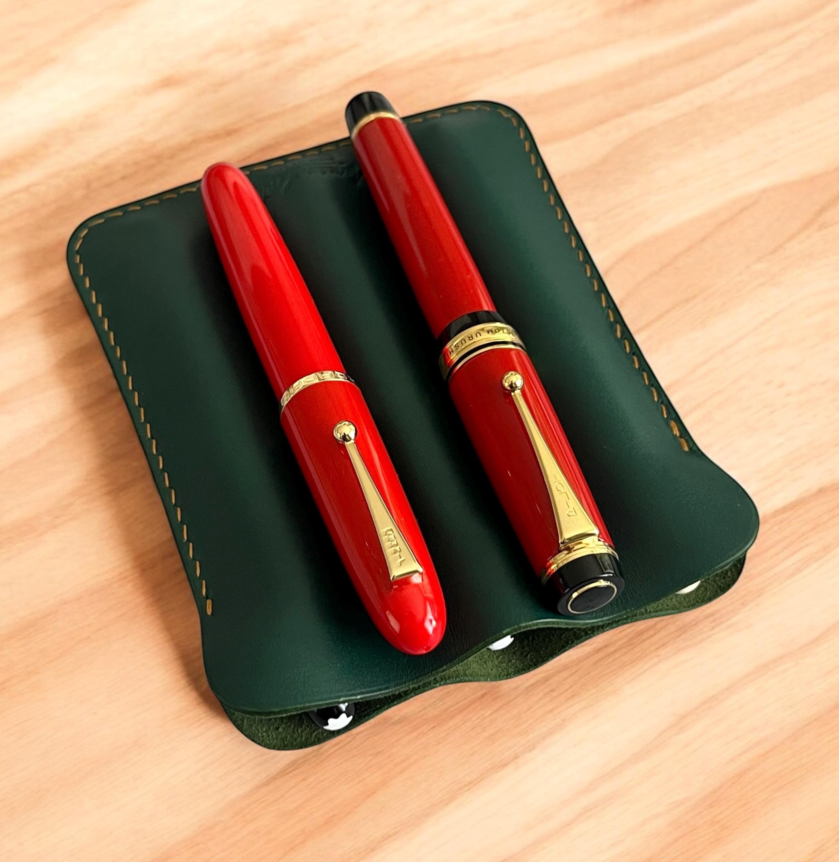 文房具・事務用品 【ハンドメイド】本革ペンケース 3本収納 大型万年筆