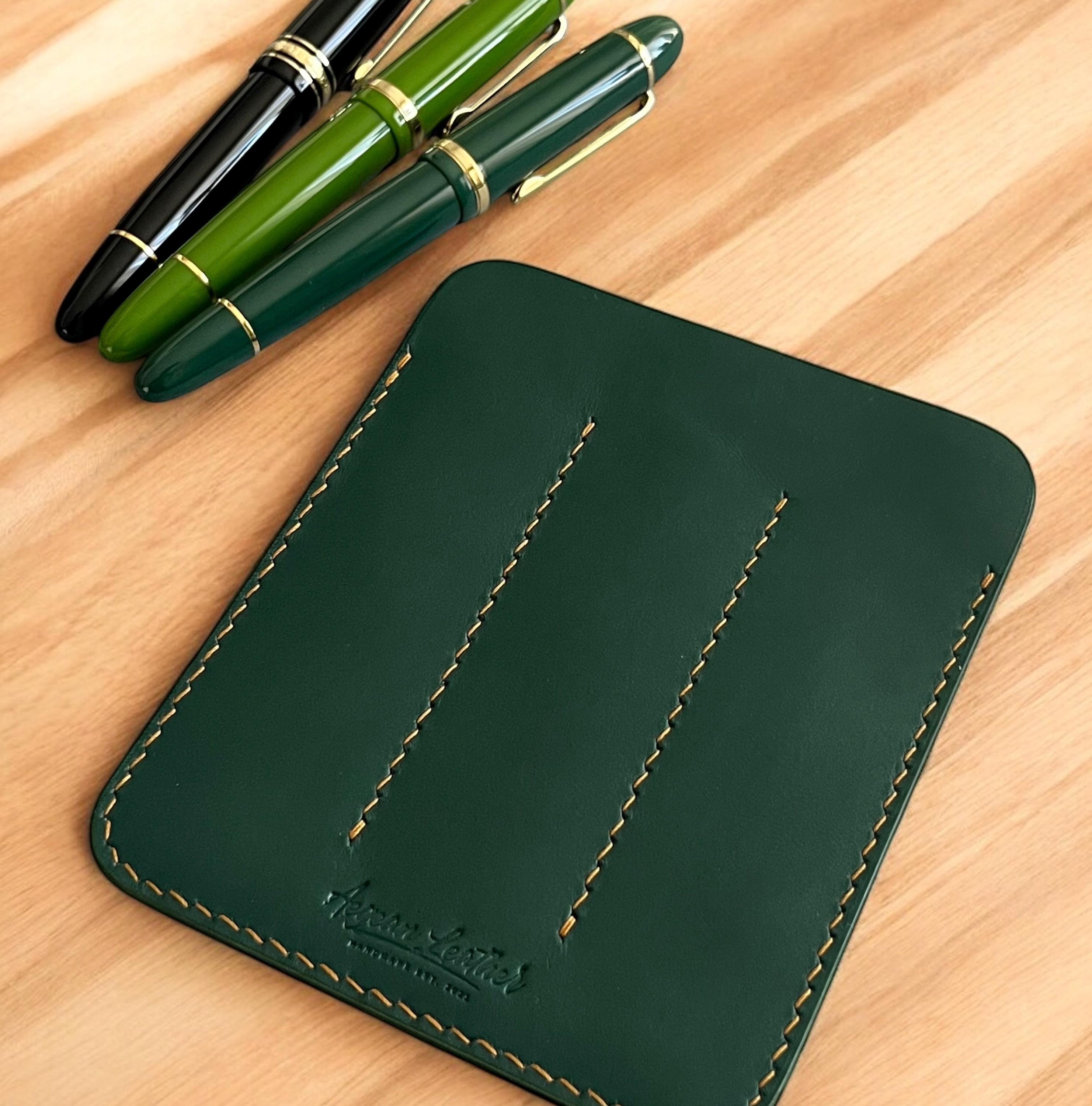 文房具・事務用品 【ハンドメイド】本革ペンケース 3本収納 大型万年筆