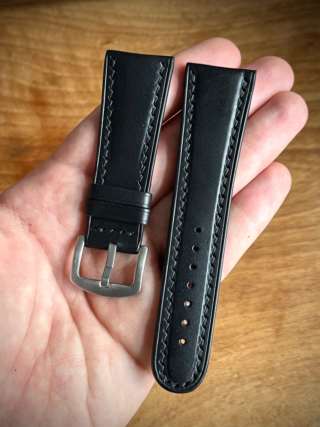 Black Leather Watch Strap Watch Band Luxury Watch Strap Etsy