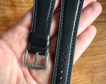Black Leather Watch Strap, Watch Band, Luxury Watch Strap