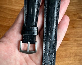 Black Croco Leather Watch Strap, Watch Band, Luxury Watch Strap