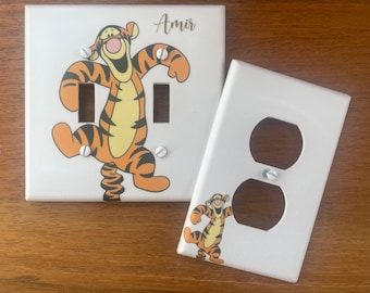 Classic Tigger Light switch plate cover // PERSONALIZED // Vintage Winnie baby nursery // FAST SHIP!