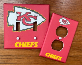 Kansas City Chiefs light switch plate cover // football sports fan man cave gift // FAST SHIP!