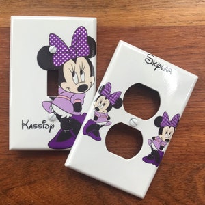 Minnie Mouse Purple light switch plate cover // Personalized // FAST SHIP!