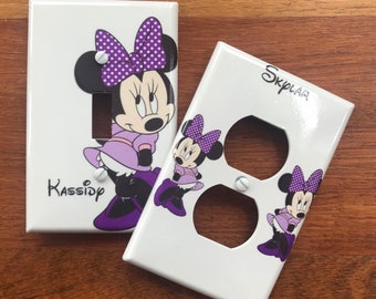 Minnie Mouse Purple light switch plate cover // Personalized