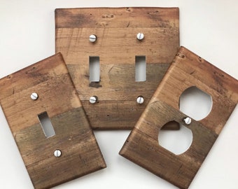 Rustic Wood Light Switch Plate Cover // brown FAUX wood-like image #66