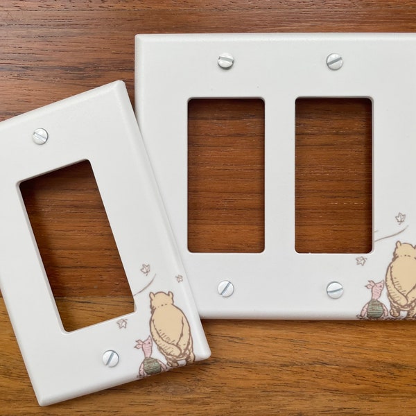 Classic Winnie the Pooh Light switch plate cover // Pooh Bear Piglet // personalized // walking // baby nursery // FAST SHIP!